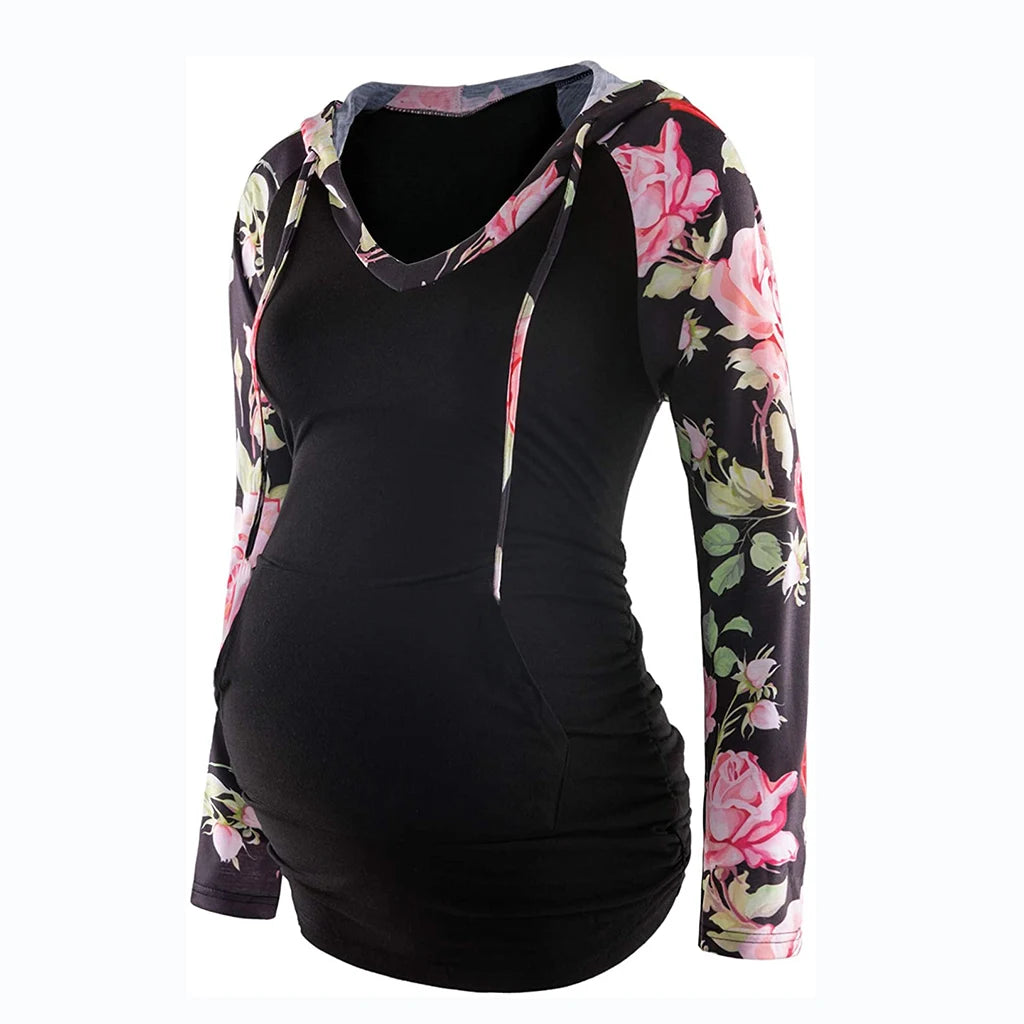 Maternity V-Neck Hoodie