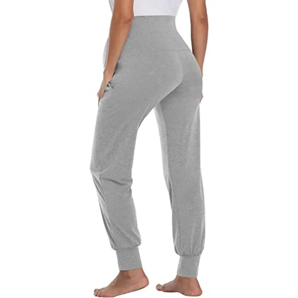 Soft High-Waist Maternity Joggers – Stretchy Lounge Pants with Pockets