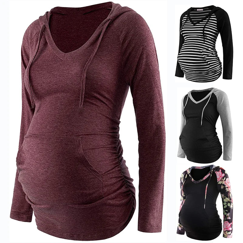 Maternity V-Neck Hoodie