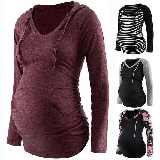 Maternity V-Neck Hoodie
