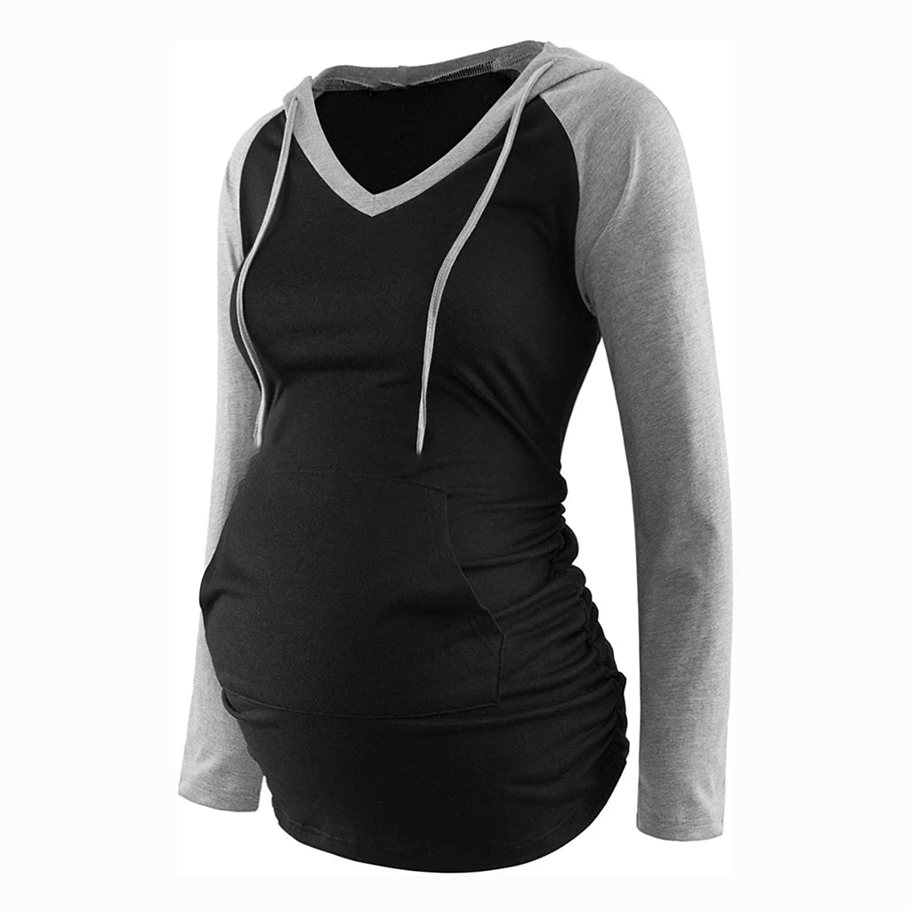 Maternity V-Neck Hoodie