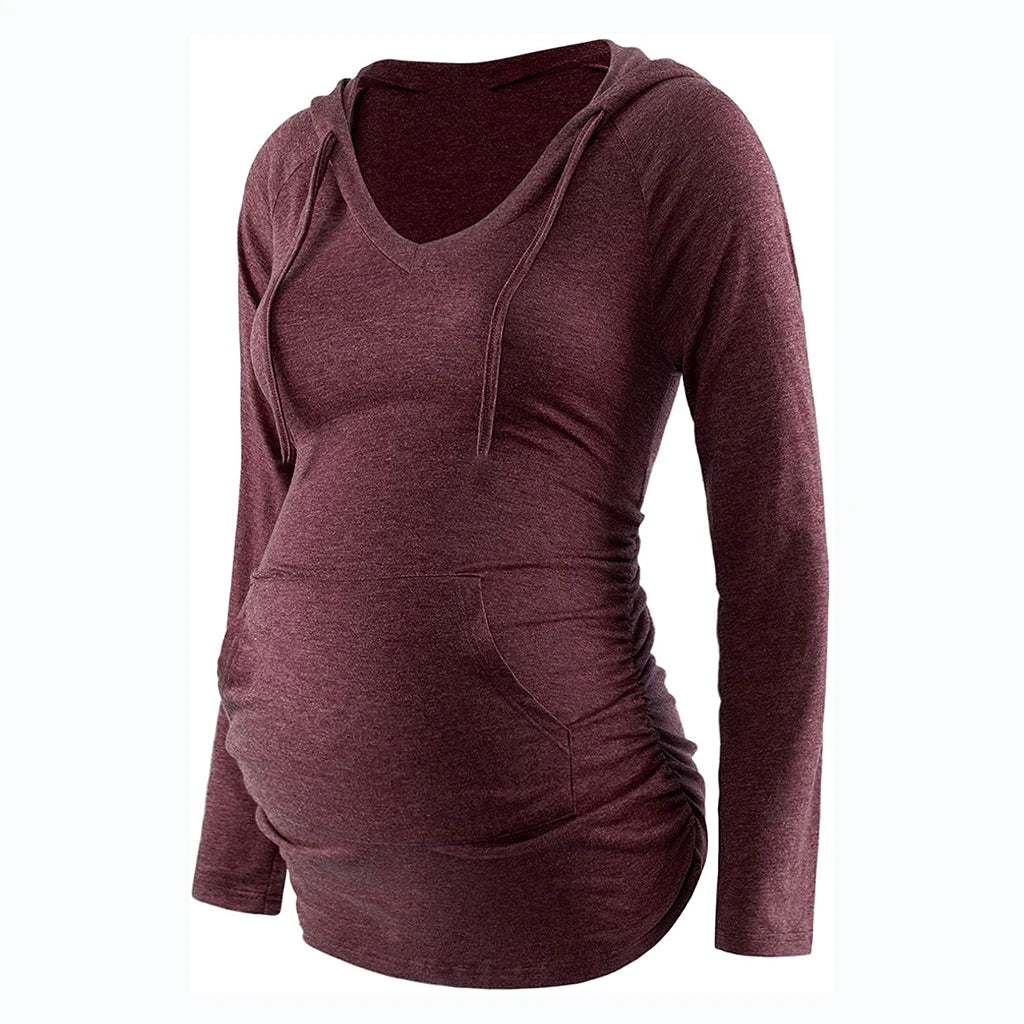Maternity V-Neck Hoodie