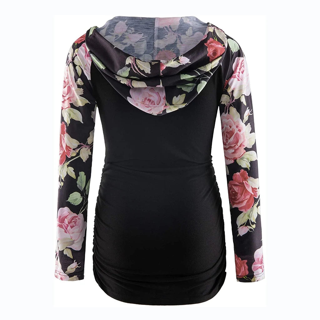 Maternity V-Neck Hoodie