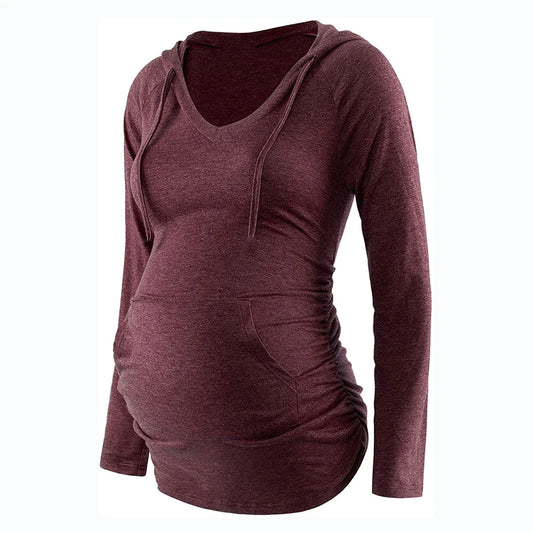 Maternity V-Neck Hoodie