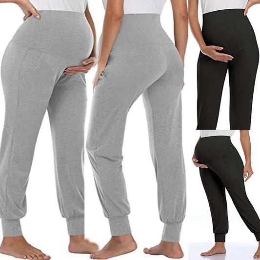 Soft High-Waist Maternity Joggers – Stretchy Lounge Pants with Pockets