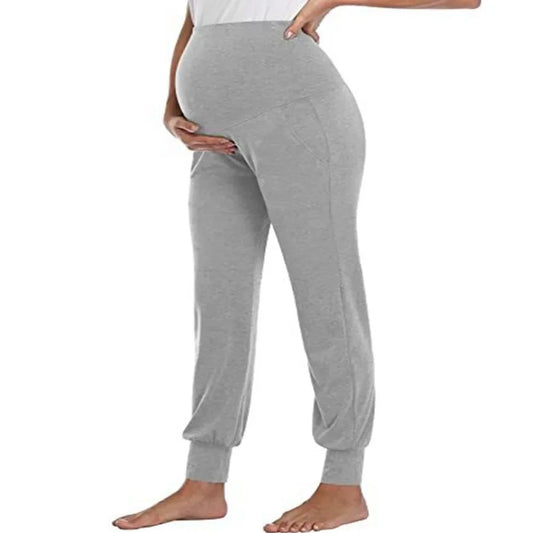 Soft High-Waist Maternity Joggers – Stretchy Lounge Pants with Pockets