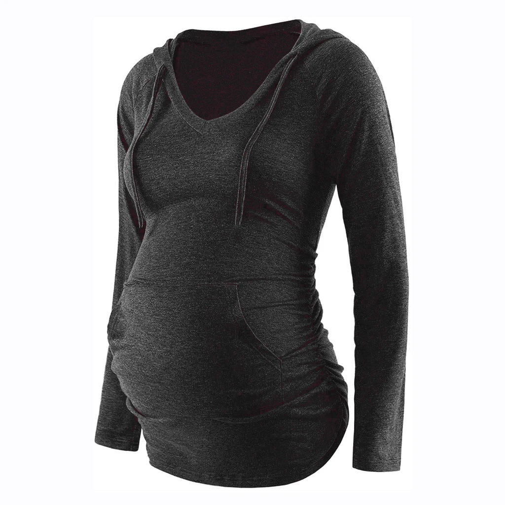 Maternity V-Neck Hoodie