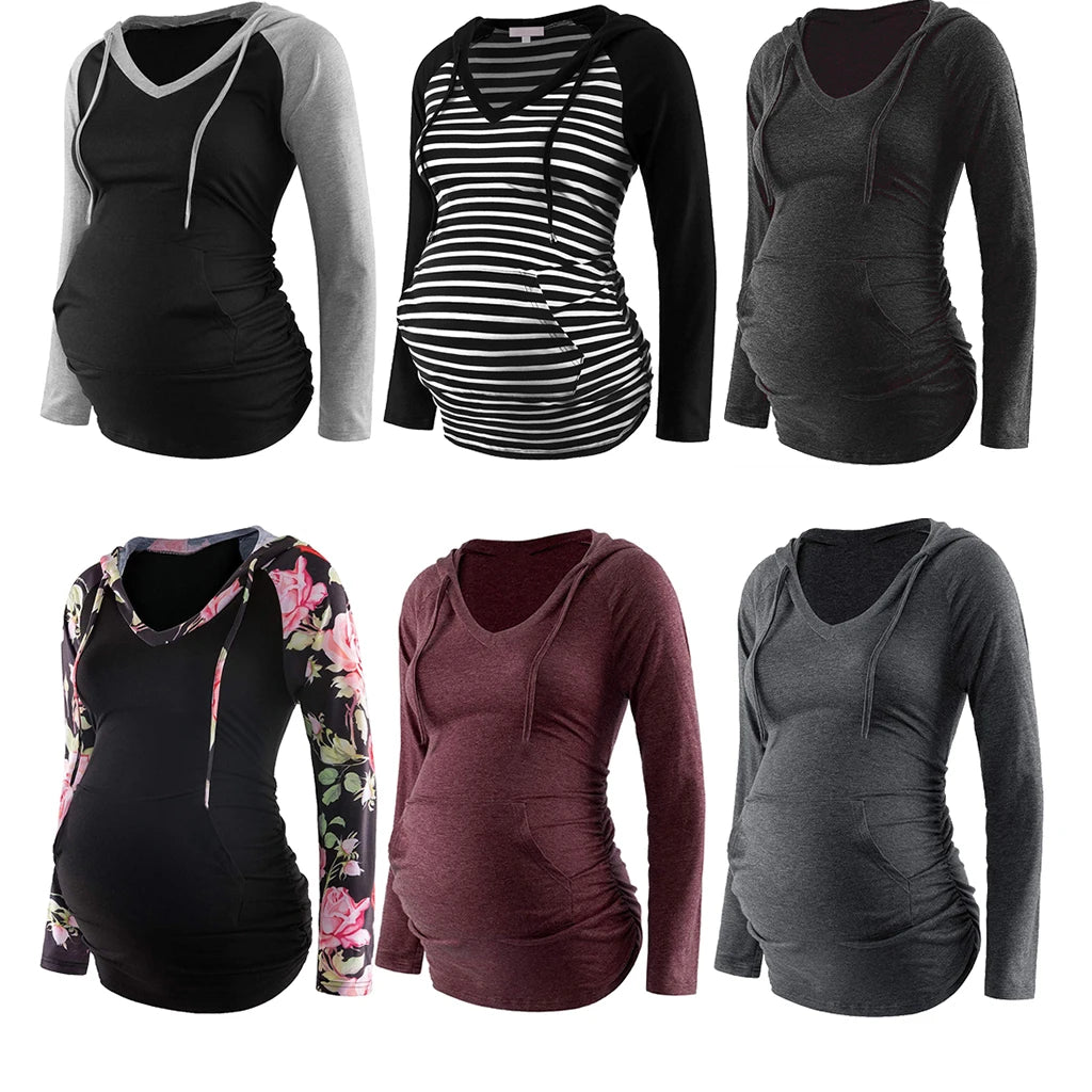 Maternity V-Neck Hoodie