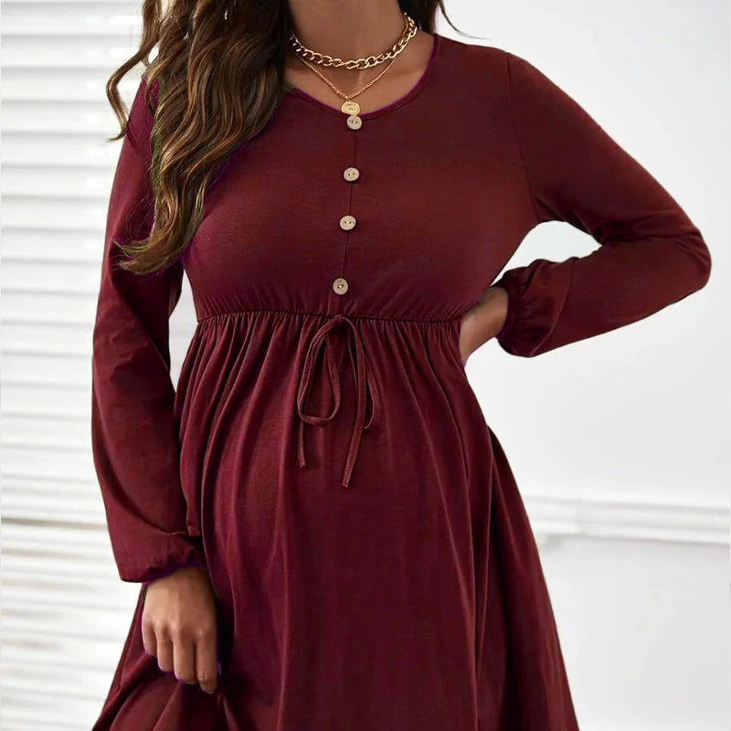 Maternity Button-Front A-Line Dress