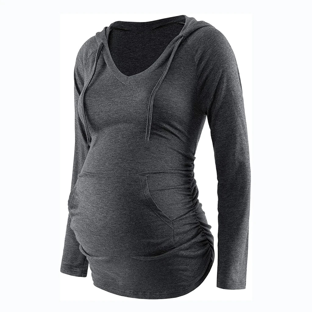Maternity V-Neck Hoodie