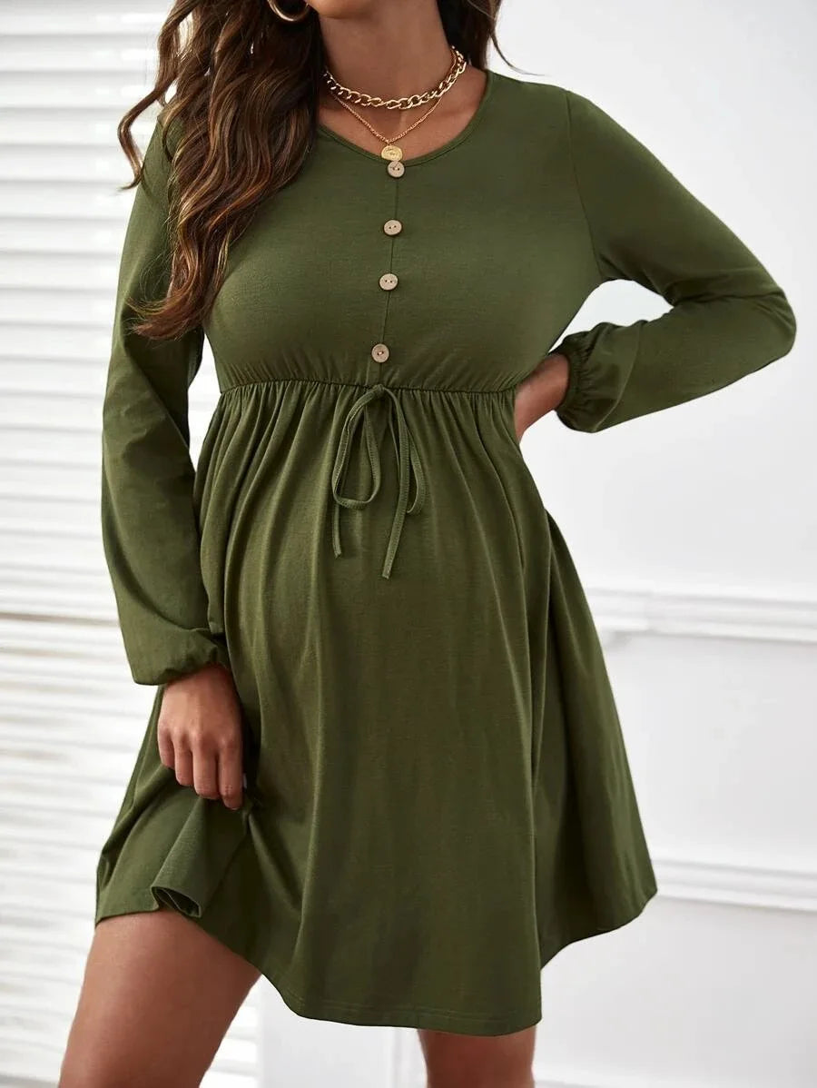Maternity Button-Front A-Line Dress